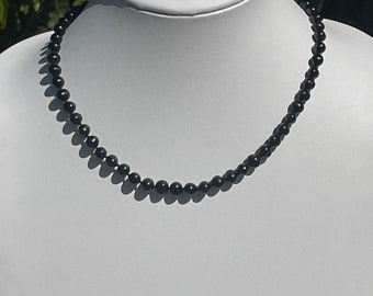Collier de perles naturelles Akoya noires 5 - 6 mm 18 pouces