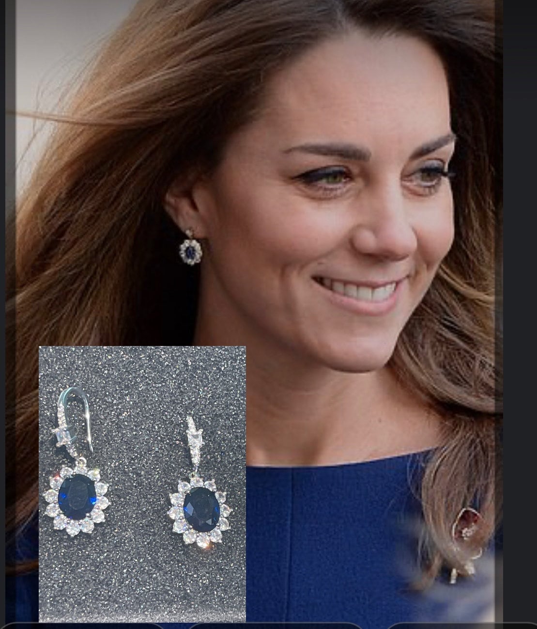 Excellent quality Kate Middleton Princess Diana sapphire diamond sparkle drop earrings