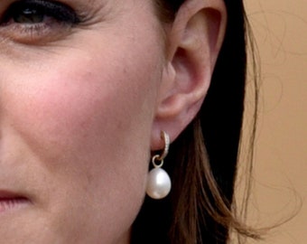 Kate Middleton natural pearl and    diamond earrings