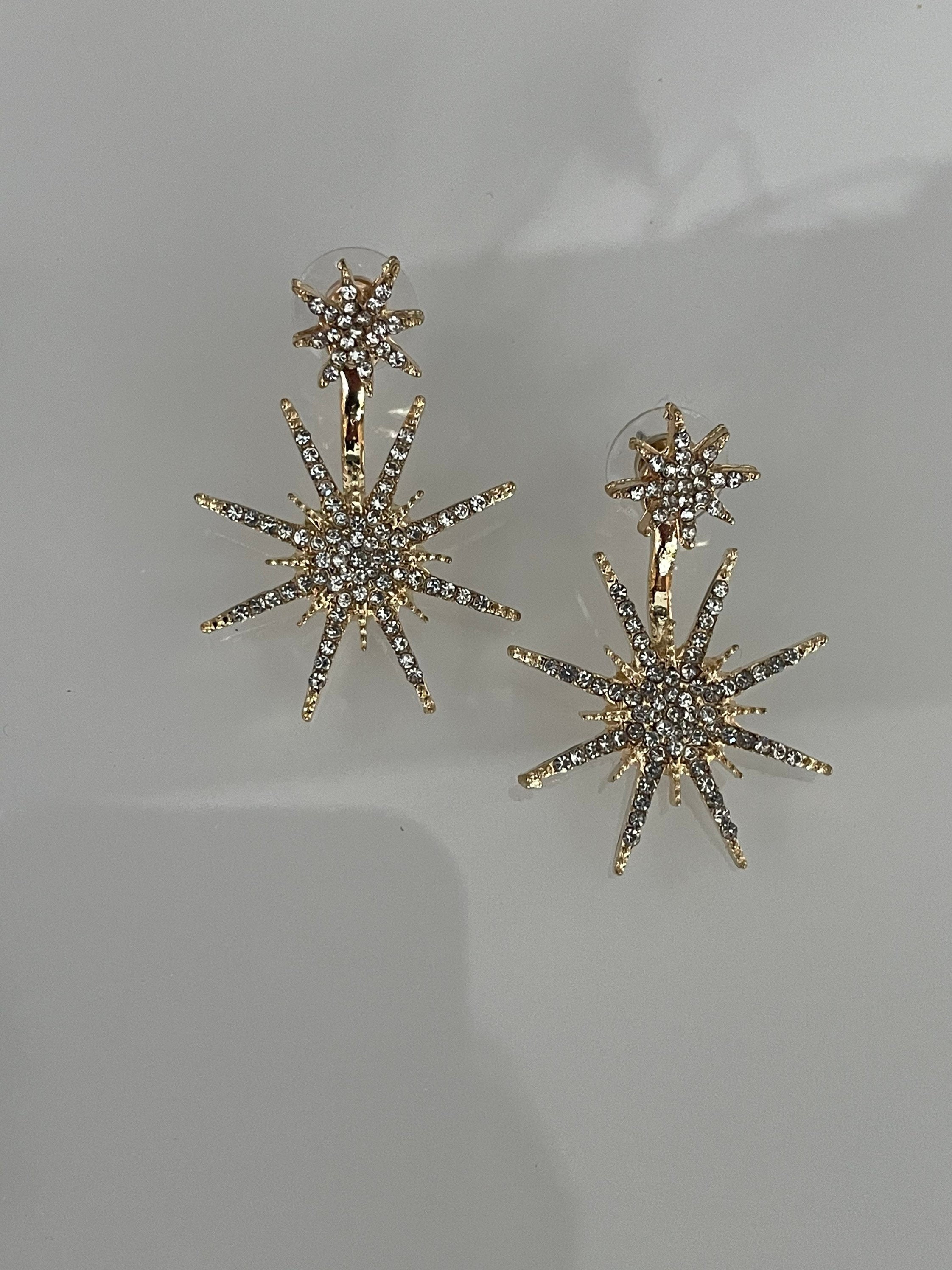 Mid century Starburst Sunburst Drop earrings diamond like | Etsy