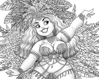 Carnival Dancer | Printable adult coloring page | instant download