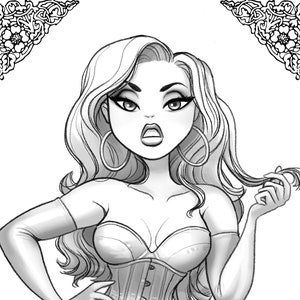 Adult Coloring Book Pdf Pin Up Girls Retro Style Nude Etsy