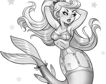 Pinups Coloring Etsy