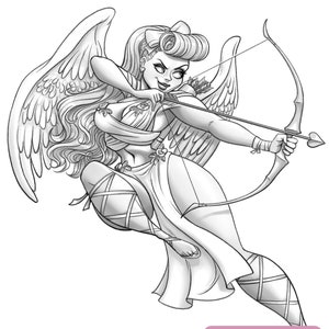 Cupid | Printable adult coloring page | instant download