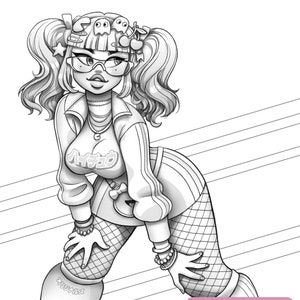 Harajuku Miyu | Printable adult coloring page | instant download