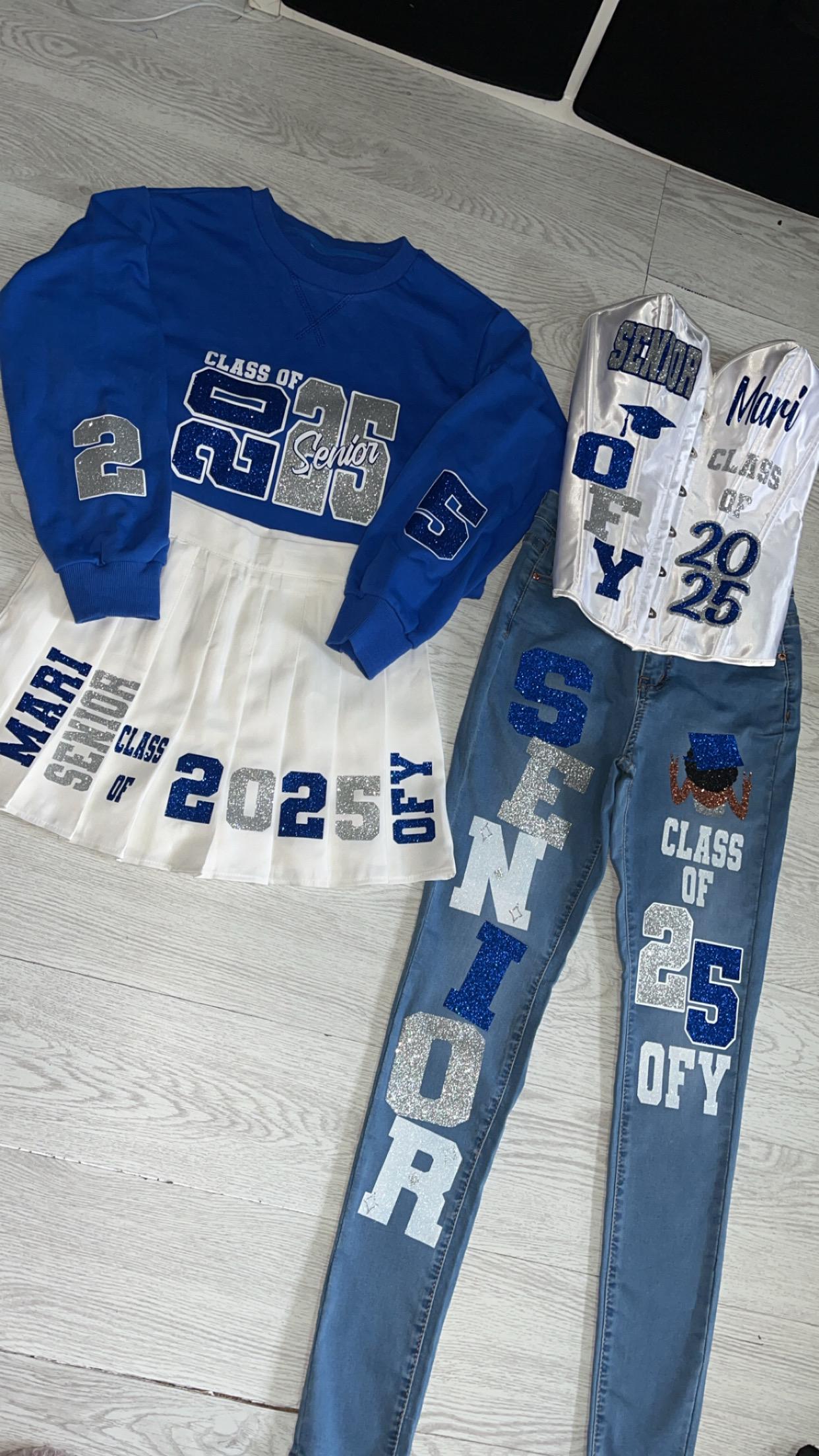 Senior Grad Skirt Set Outfit 2025 2026 Senior First Day Outfit, Senior Corset Senior Jeans High School Outfit Sweatshirt