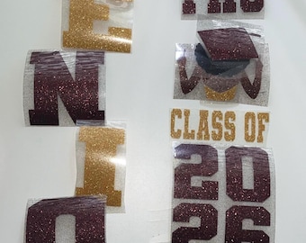 Senior heat transfer decal, DIY senior jeans iron on letters 2026 2027