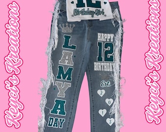 Birthday Jeans. Teen birthday outfit, sweet 16 outfit. 13th birthday outfit. Preteen birthday outfit 11th birthday