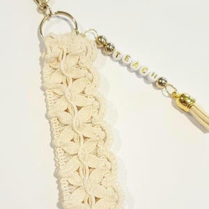 Personalized Boho Macrame Wristlet Keychain | Gold Key Ring Crochet Wristlets |  Bridesmaids Gift Ideas | Teacher Gifts | Key Fob Holder