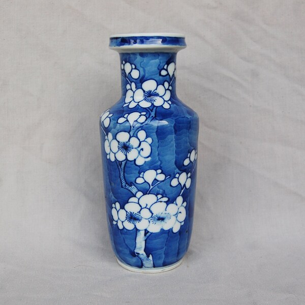 Antique Prunus Vase, Vintage Chinese Vase, Chinese Blossom Vase Vintage Chinese Ceramic, Hand Painted Vase, Chinese Blue and White