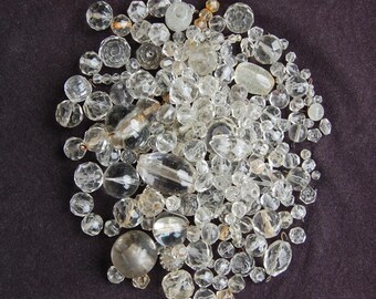 Vintage Chandelier Glass Crystal Beads, 600gms of Old Chandelier Spare Parts, Prisms, Crafting supplies