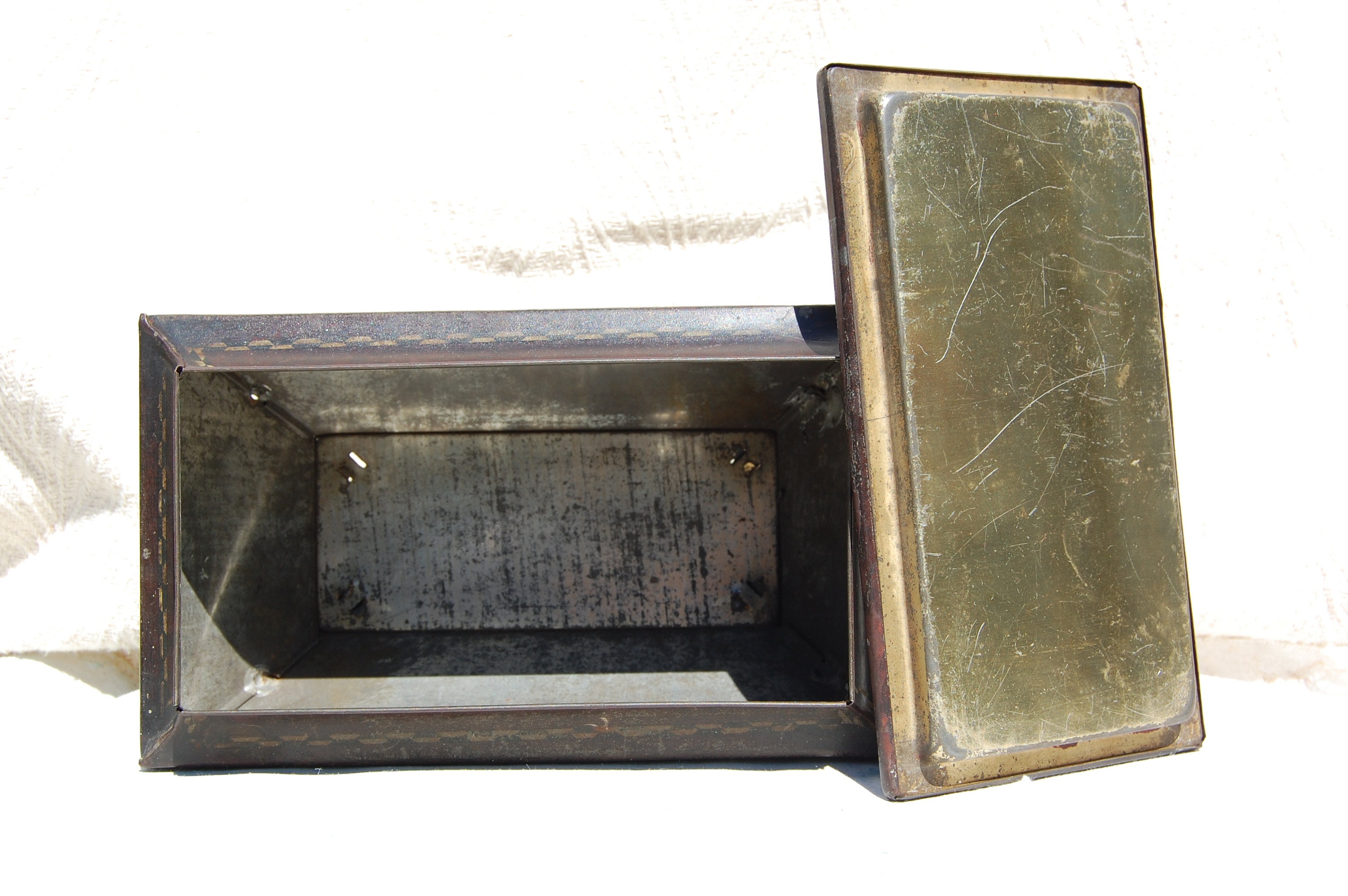 Vintage Tea Caddy Tin Nouveau Antique Tin Box Brown Boho Box Etsy