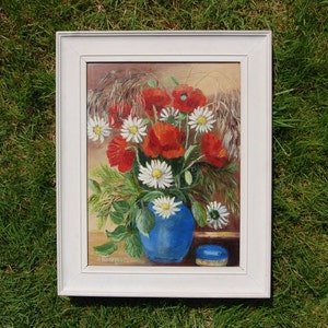 Mid Century Vintage Oil Painting, Still Life Paintings, Oil On Board, Vintage Art, Mid Century Art, Mid Century Interiors