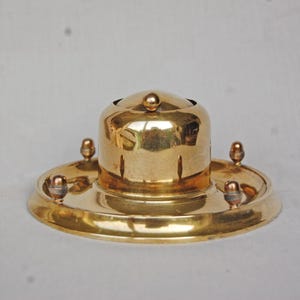 Antique Brass Inkwell with Sliding Lid & Tray, Antique Inkwell, Old Inkwell, Vintage Inkwell, Desk Accessory