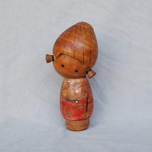 Vintage Japanese Kokeshi dolls, Japanese Wooden Kokeshi dolls, Original Japanese Wooden dolls, Vintage far east decor, Large Kokeshi dolls.