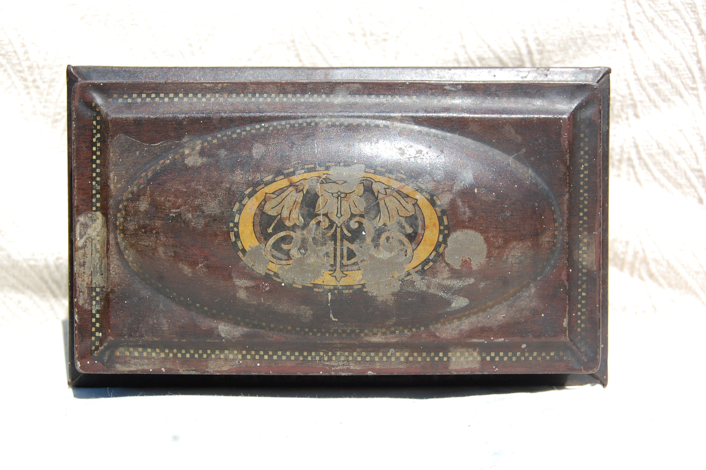 Vintage Tea Caddy Tin Nouveau Antique Tin Box Brown Boho Box Etsy