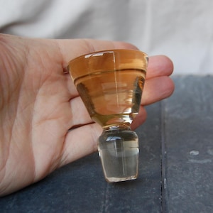 Vintage Art Deco Decanter Stopper, Replacement Stopper, Large Glass Stopper, Pale Amber Glass Stopper