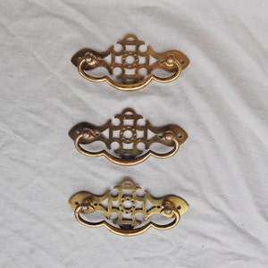 Victorian Gilt Brass Drawer Pulls, Victorian Cabinet Handles