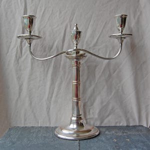 Antique Victorian Silver Plated Two-Branch Candelabra, Antique Table Centerpiece, Ornate Antique Silver Plate Candle Holder