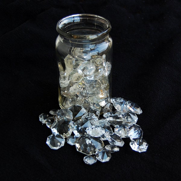 Vintage Chandelier Glass Crystals In a Jar, Old Chandelier Spare Parts, Prisms, Crafting supplies