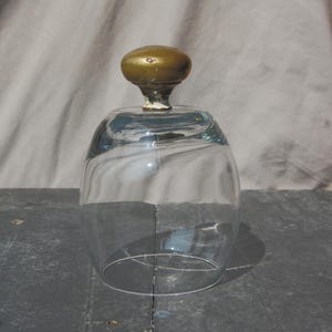 Small Handmade Glass Cloche with Vintage Brass Knob, Homemade Display Cloche
