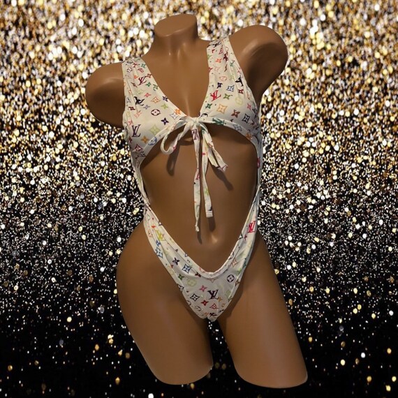 Exotic Dancewear Bodysuit with Rhinestones
