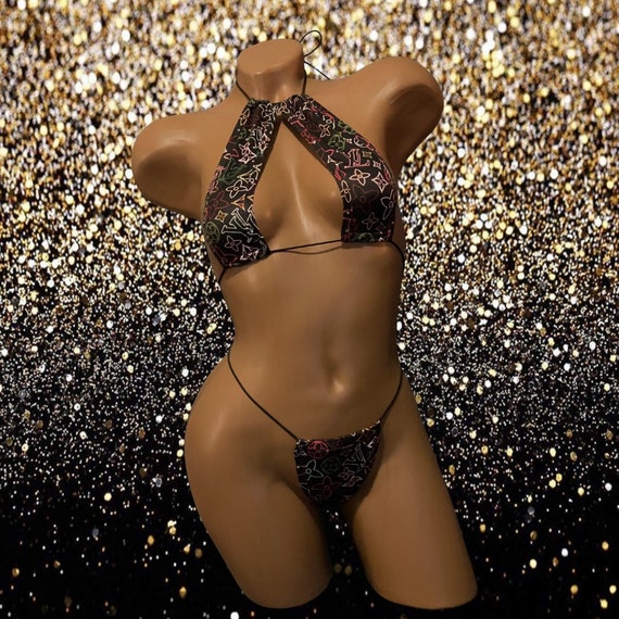 Exotic Dancewear Adjustable Two Piece with Rhinestones