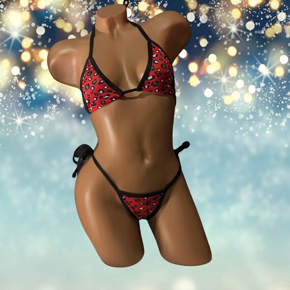 Exotic Dancewear Two Piece Adjustable Thong Set with Rhinestones