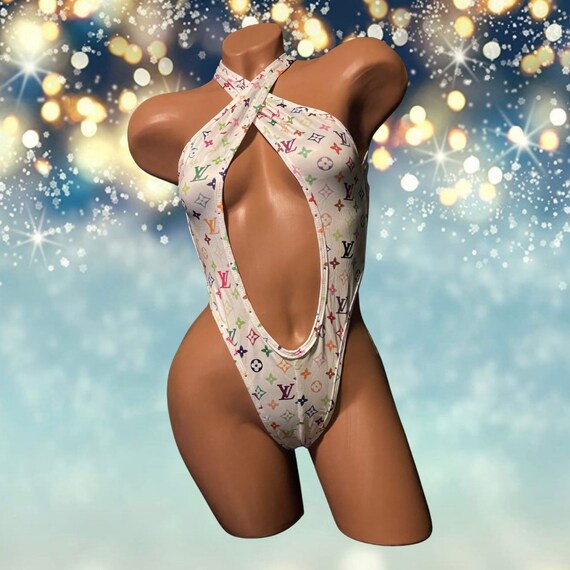 Exotic Dancewear Bodysuit with Rhinestones