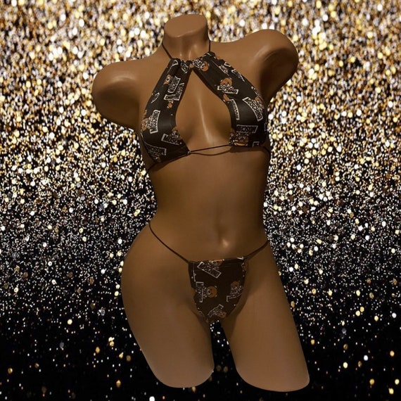 Exotic Dancewear Adjustable Two Piece with Rhinestones
