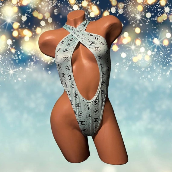 Exotic Dancewear Bodysuit with Rhinestones
