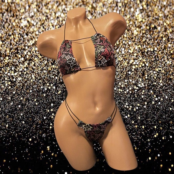 Exotic Dancewear Adjustable Two Piece with Rhinestones