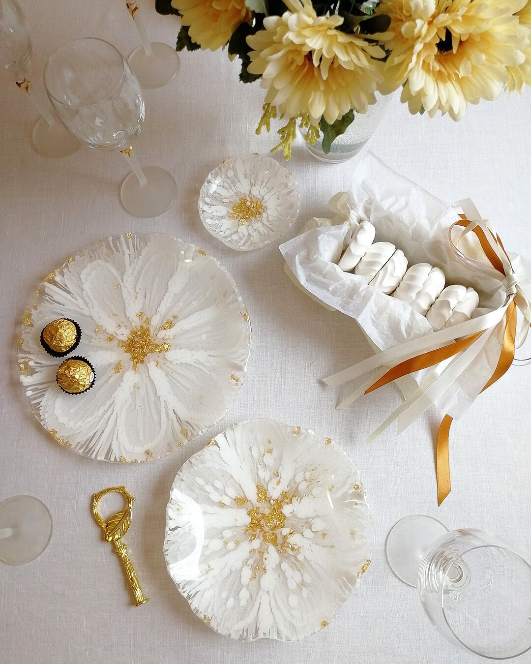 Set of serving platters Resin platter Glass platter Round Etsy