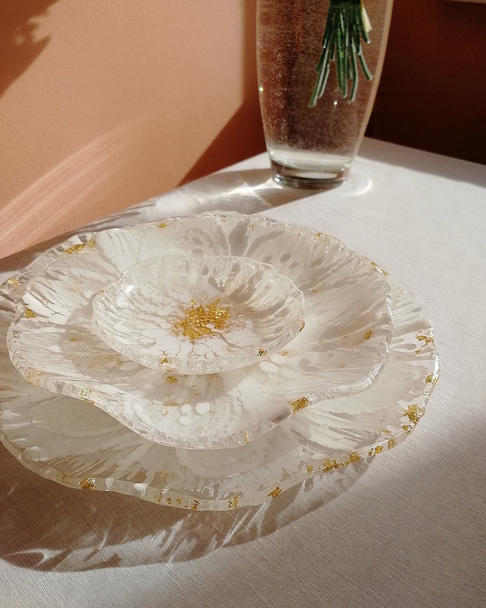 Set of serving platters Resin platter Glass platter Round Etsy