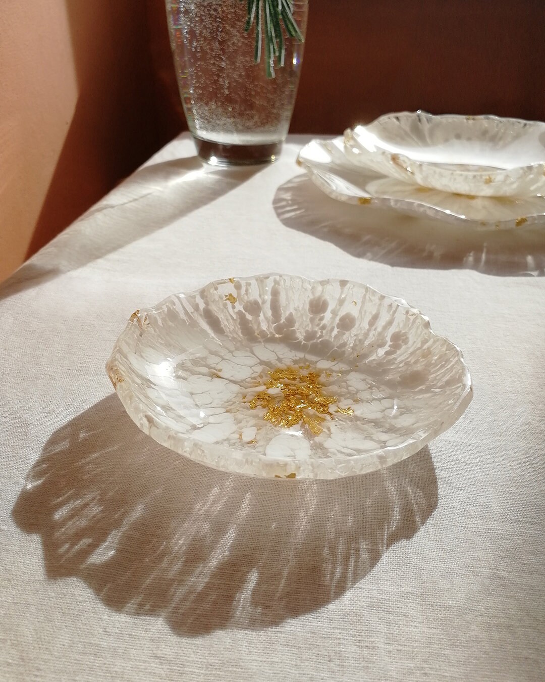 Set of serving platters Resin platter Glass platter Round Etsy