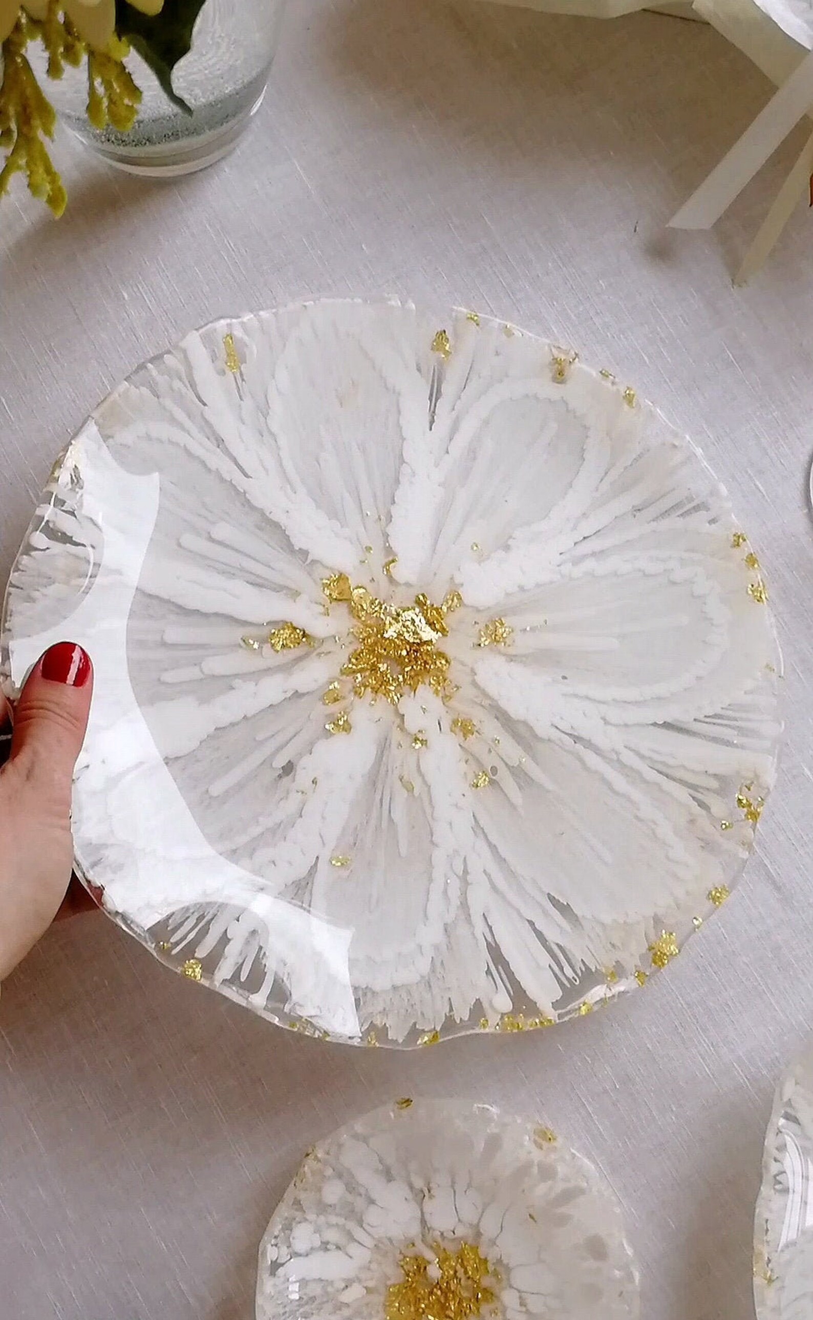 Set of serving platters Resin platter Glass platter Round Etsy