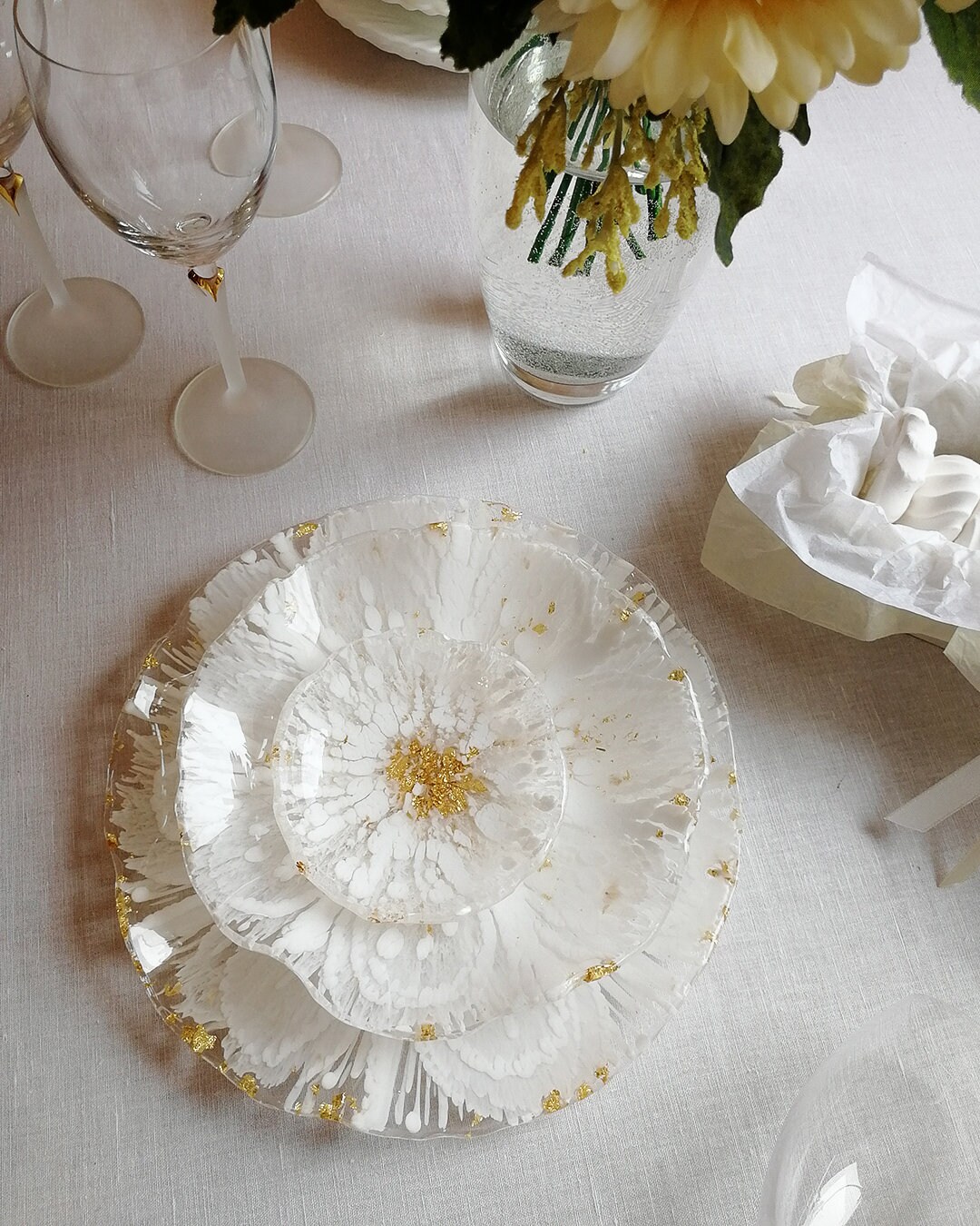 Set of serving platters Resin platter Glass platter Round Etsy