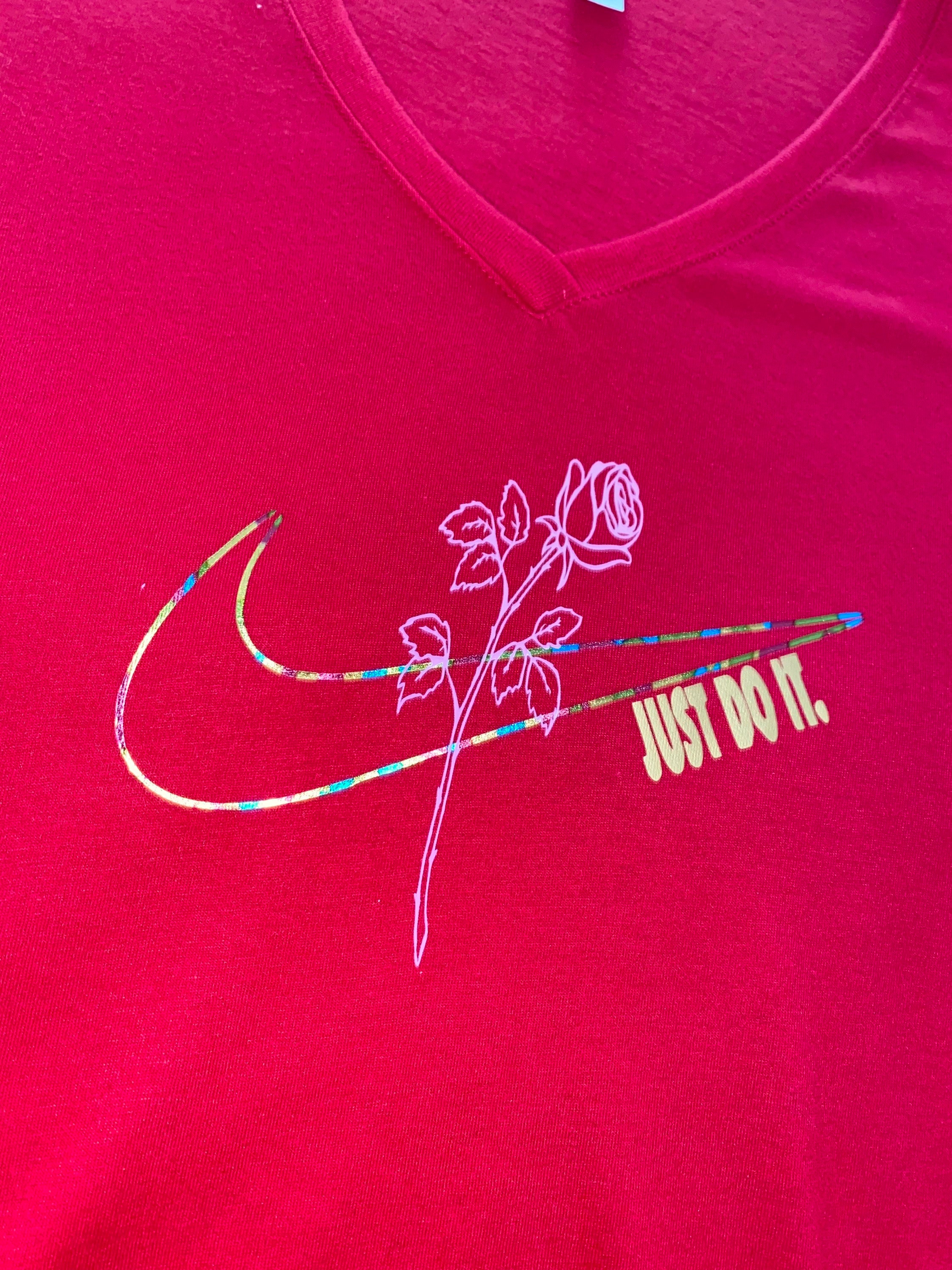 Custom tshirt just do it Nike pink roses Etsy