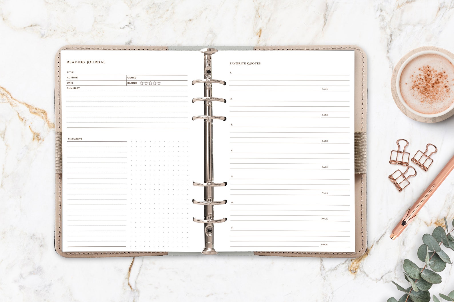 Reading Journal Printable for Book Lovers Book Review - Etsy