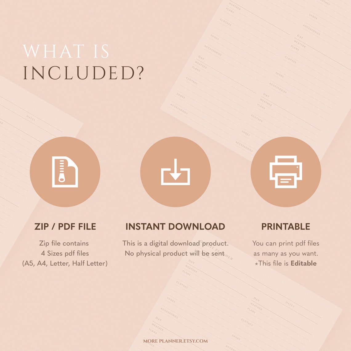 A5 Travel Outfit Printable Planner Inserts Vacation Outfits Travel