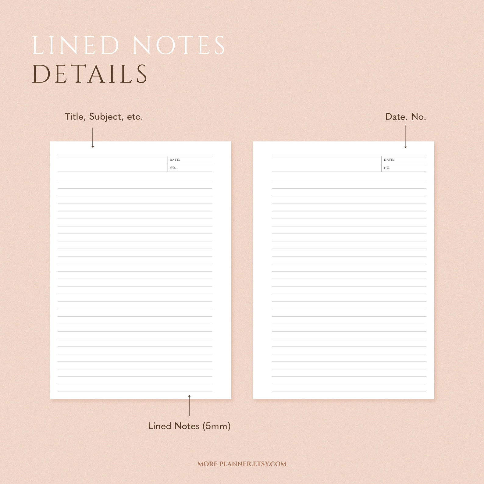 Personal Wide Notes Paper Printable Template Minimal Note Taking Basic ...