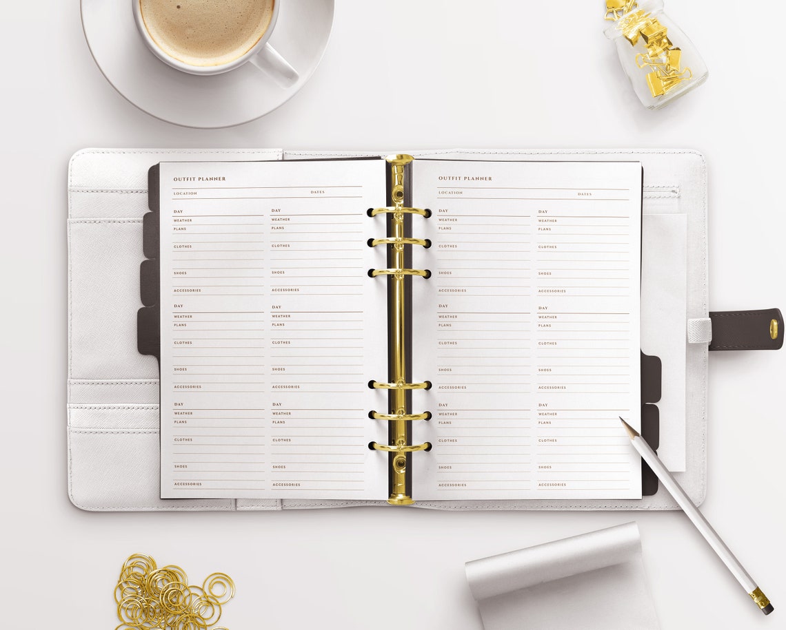 A5 Travel Outfit Printable Planner Inserts Vacation Outfits Travel