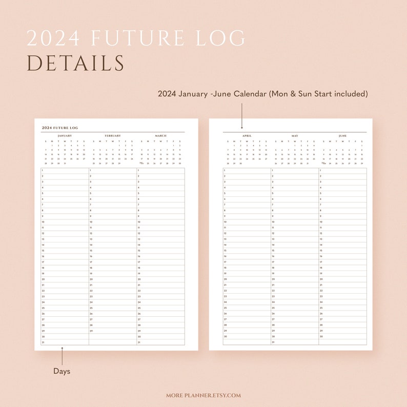 2025 Future Log Printable Planner Refills A5 Minimal Bullet Journal