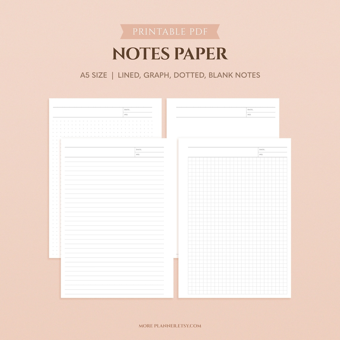 A5 Notes Paper Printable Template Minimal Note Taking Pages Basic Study ...