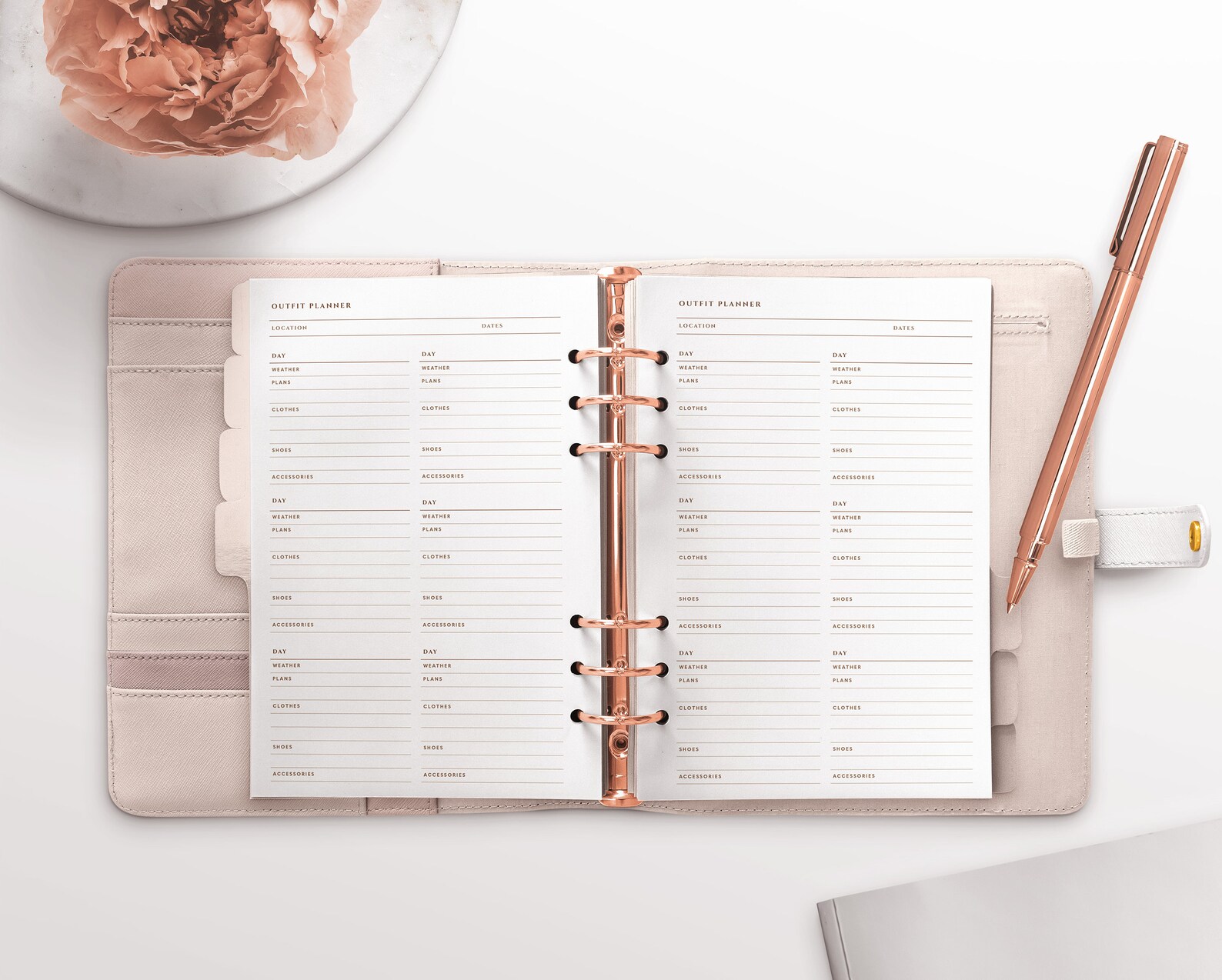 A5 Travel Outfit Printable Planner Inserts Vacation Outfits Travel