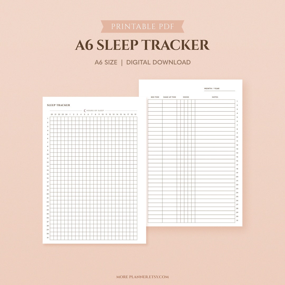 A6 Monthly Sleep Tracker Printable Sleep Tracking Template 24 Hours ...