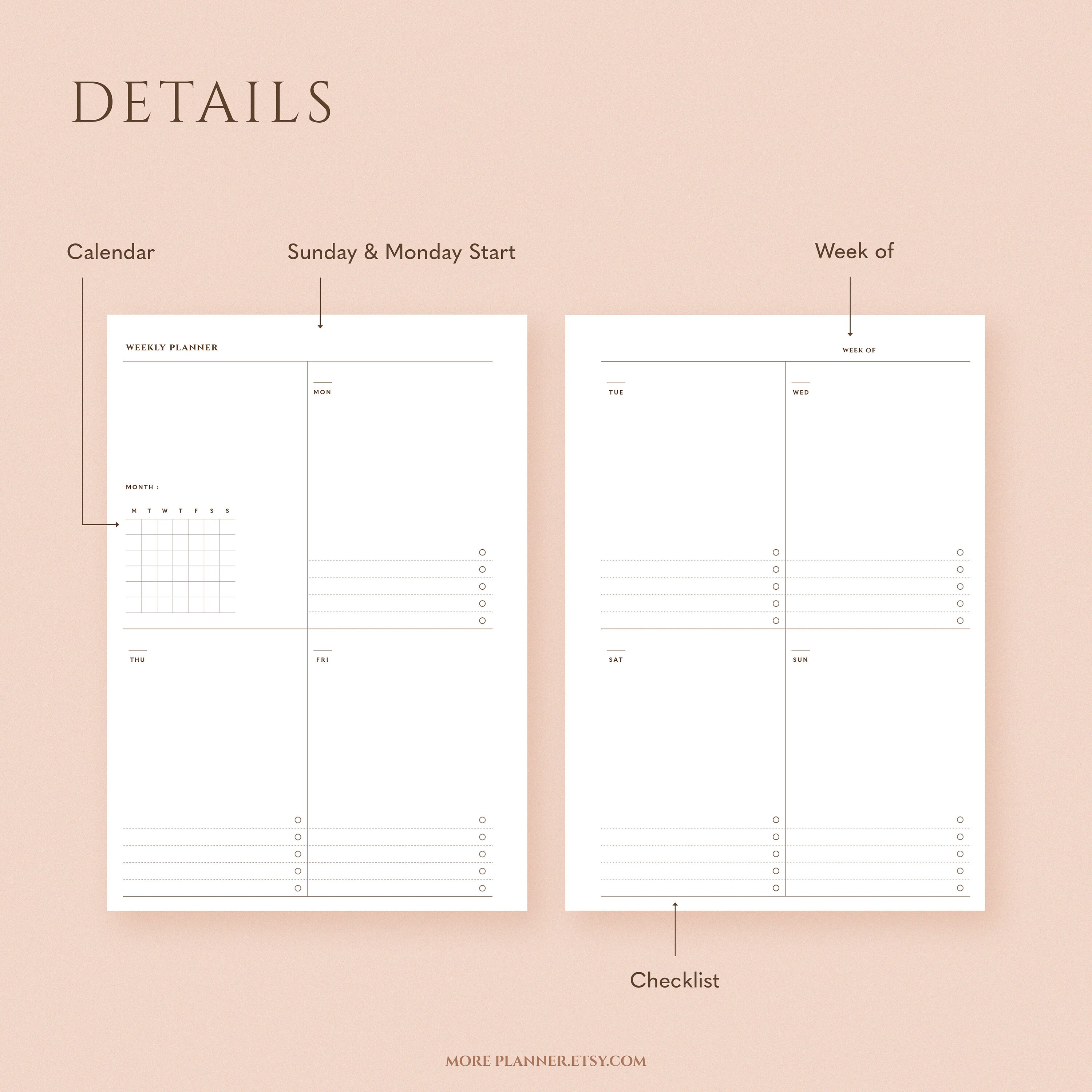 A5 Weekly Printable Planner Inserts Weekly Agenda Pdf Etsy