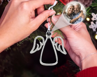 Custom Angel Photo Projection Ornament, Personalised Christmas Baubles, Memorial Ornament Bauble, Family Ornament Christmas Tree Decoration