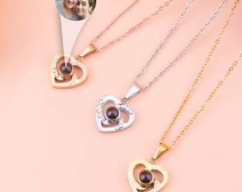 Projection Photo Necklace, Custom Picture Necklace, Projection Necklace, Memorial Necklace, Mom Necklace, Photo Jewelry Couple Necklace