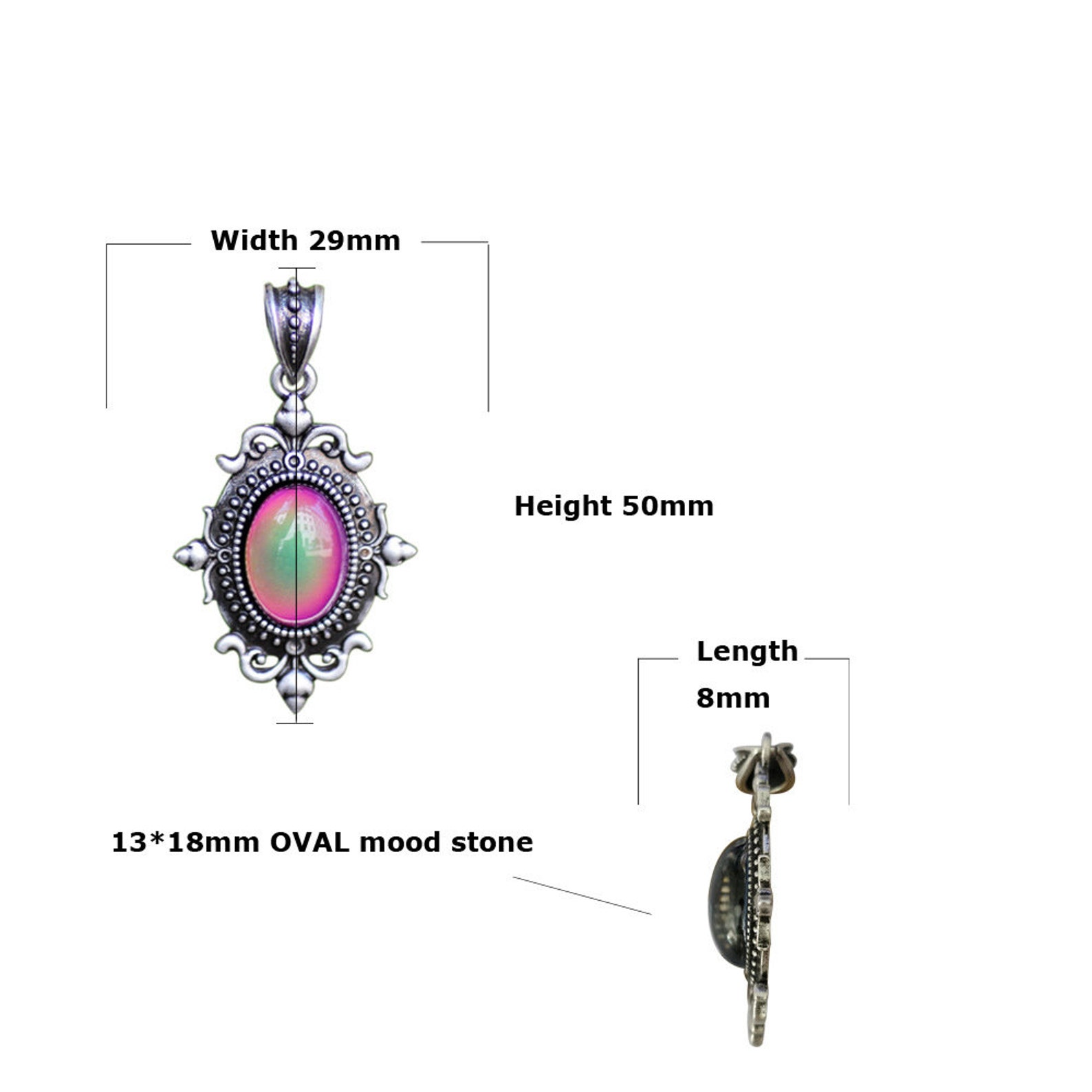 Color Change Vintage Mood Necklace Handmade Oval Emotion Etsy UK